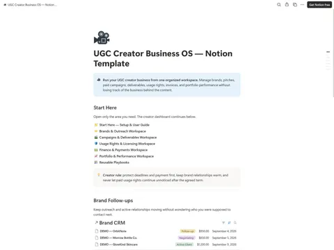 UGC Creator Business OS preview