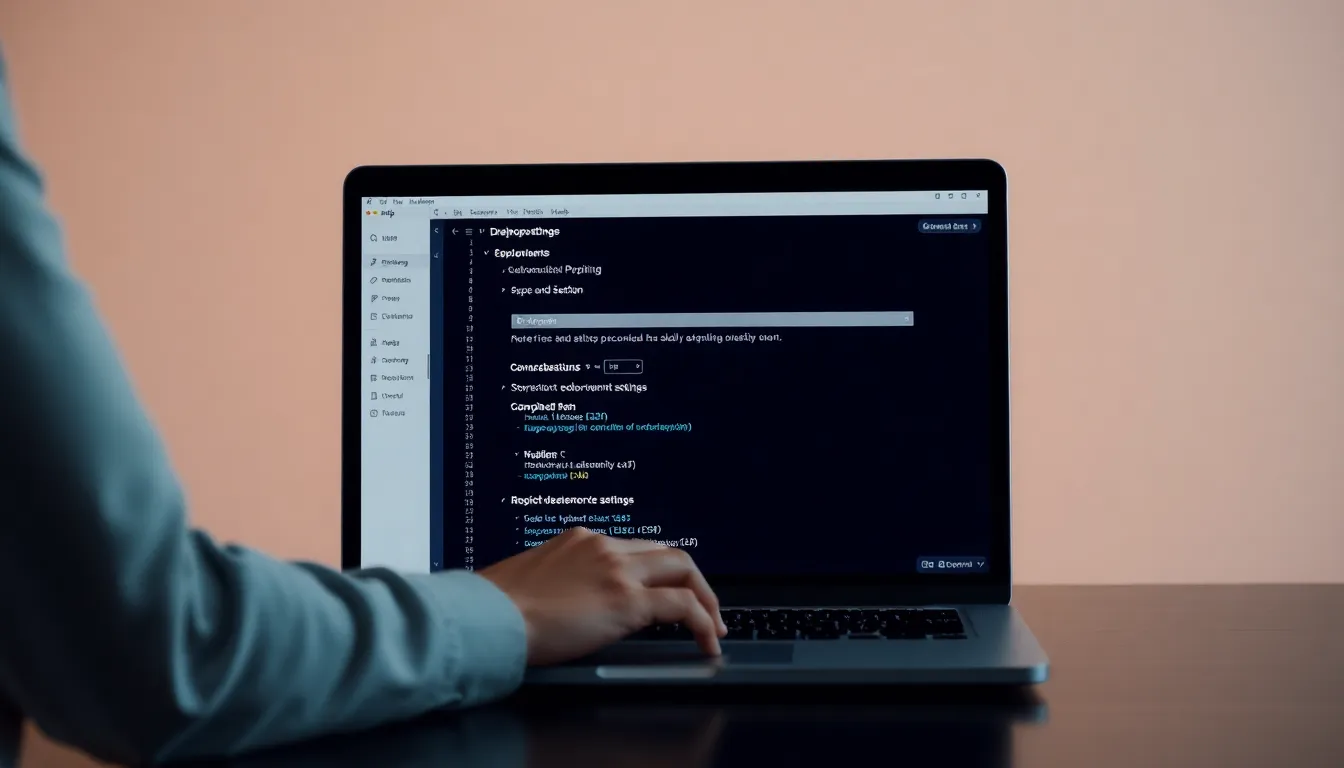 Developer reviewing Astro deployment settings on a laptop