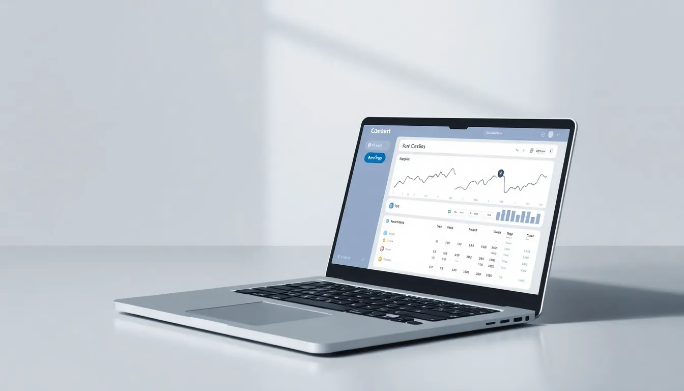 A laptop showing a website cookie consent banner alongside analytics setup