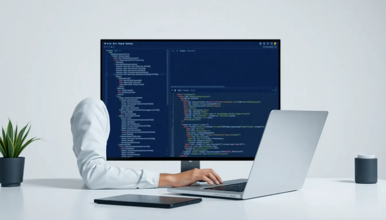 Developer reviewing a database schema on a laptop screen