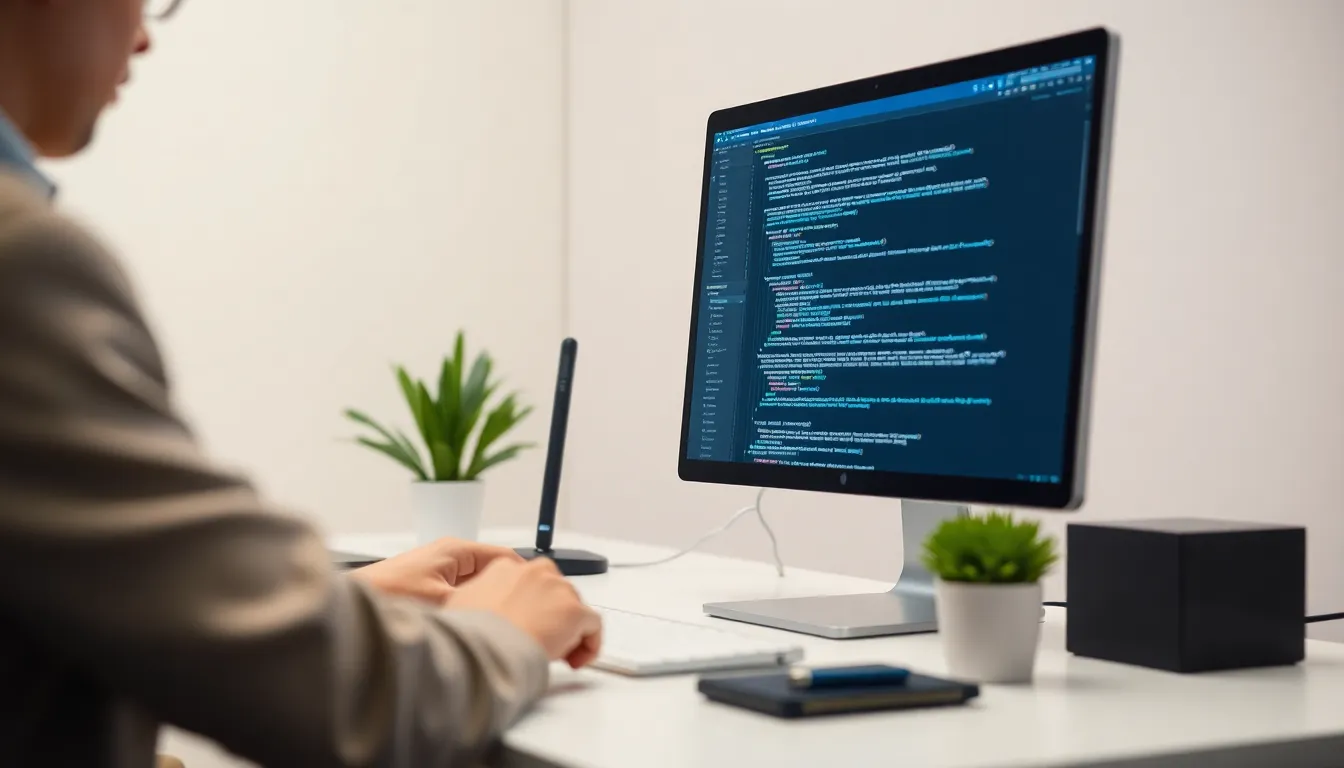 Developer coding a website using Astro islands architecture