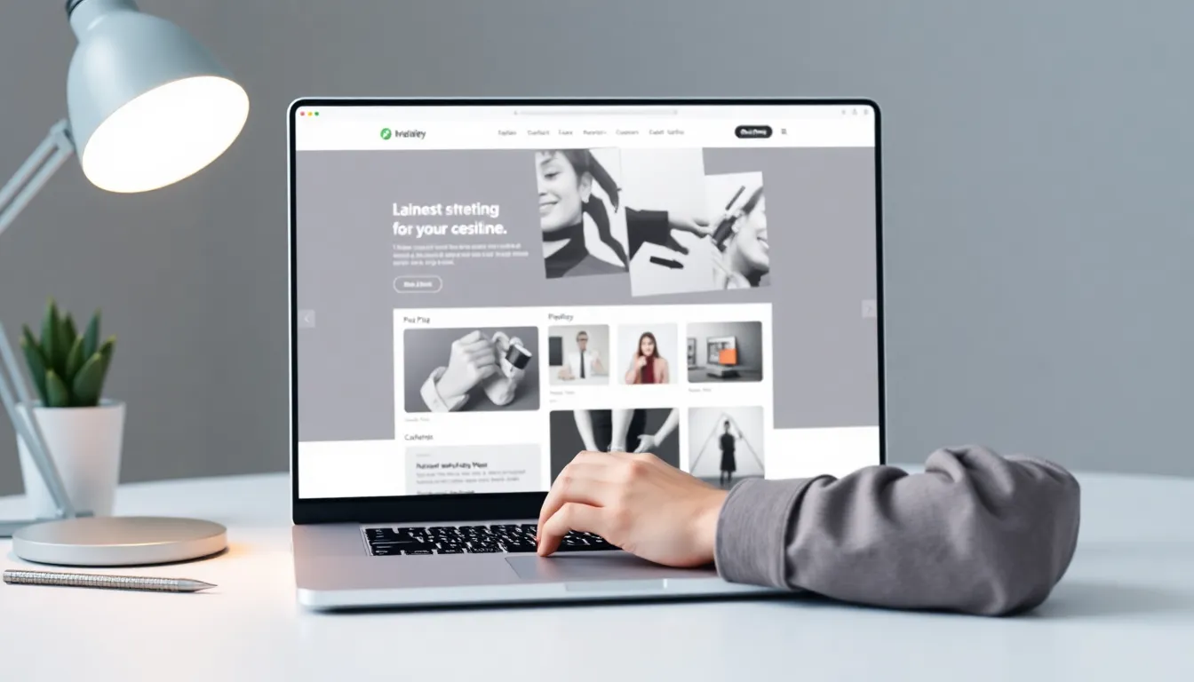 Developer styling a website layout on a laptop