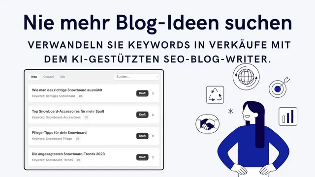 Blog-Ideen-Vorschläge basierend auf Produkten und Keywords