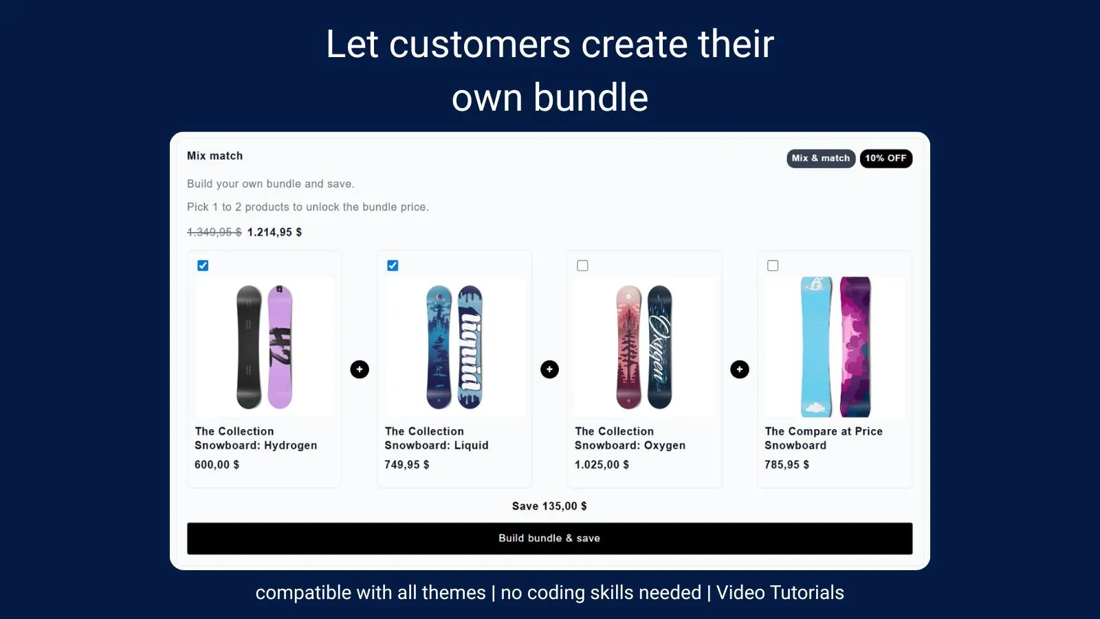 Curtify All-in-One Bundles customer-facing bundle selection on a storefront