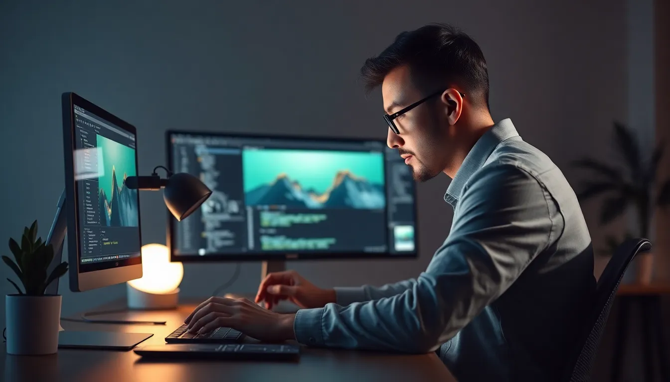Developer using Framer CMS collections on a laptop