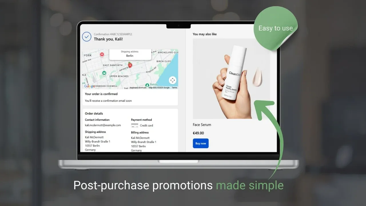 Post Purchase Sections post-purchase upsell promotions configured in Shopify