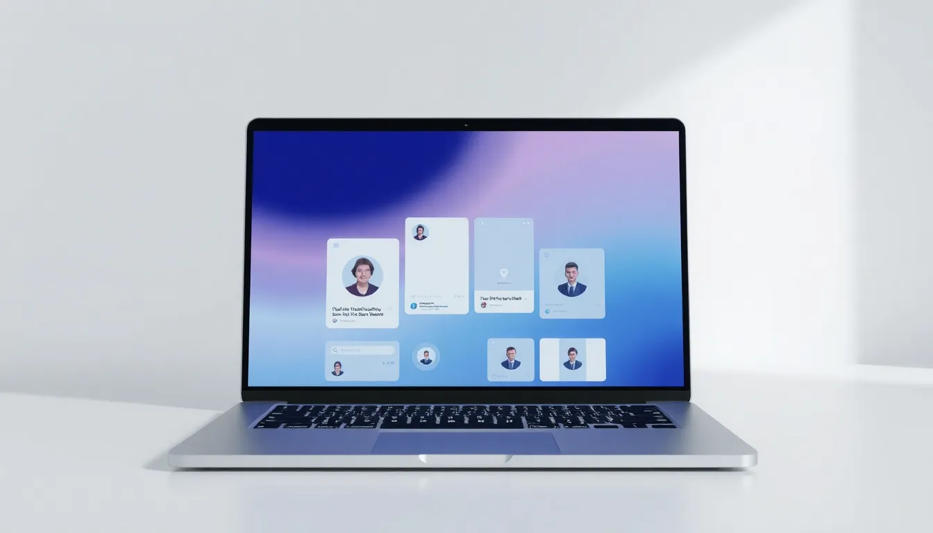Laptop showing social media preview cards for a website