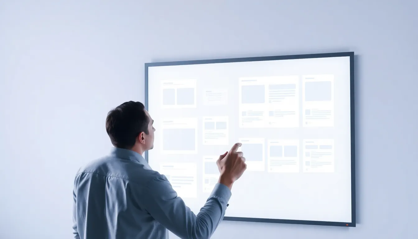 Person mapping website pages and internal links on a whiteboard