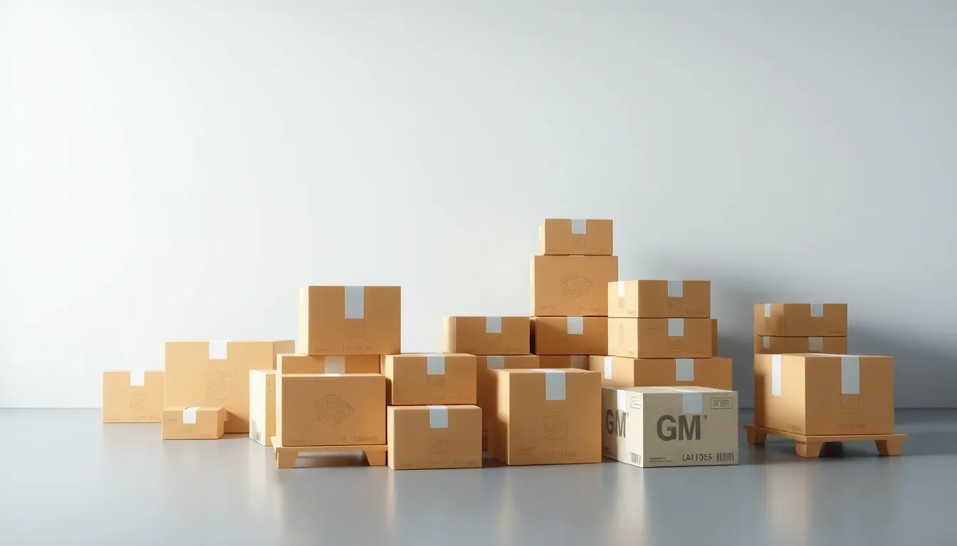A modern shipping logistics setup with packages and labels