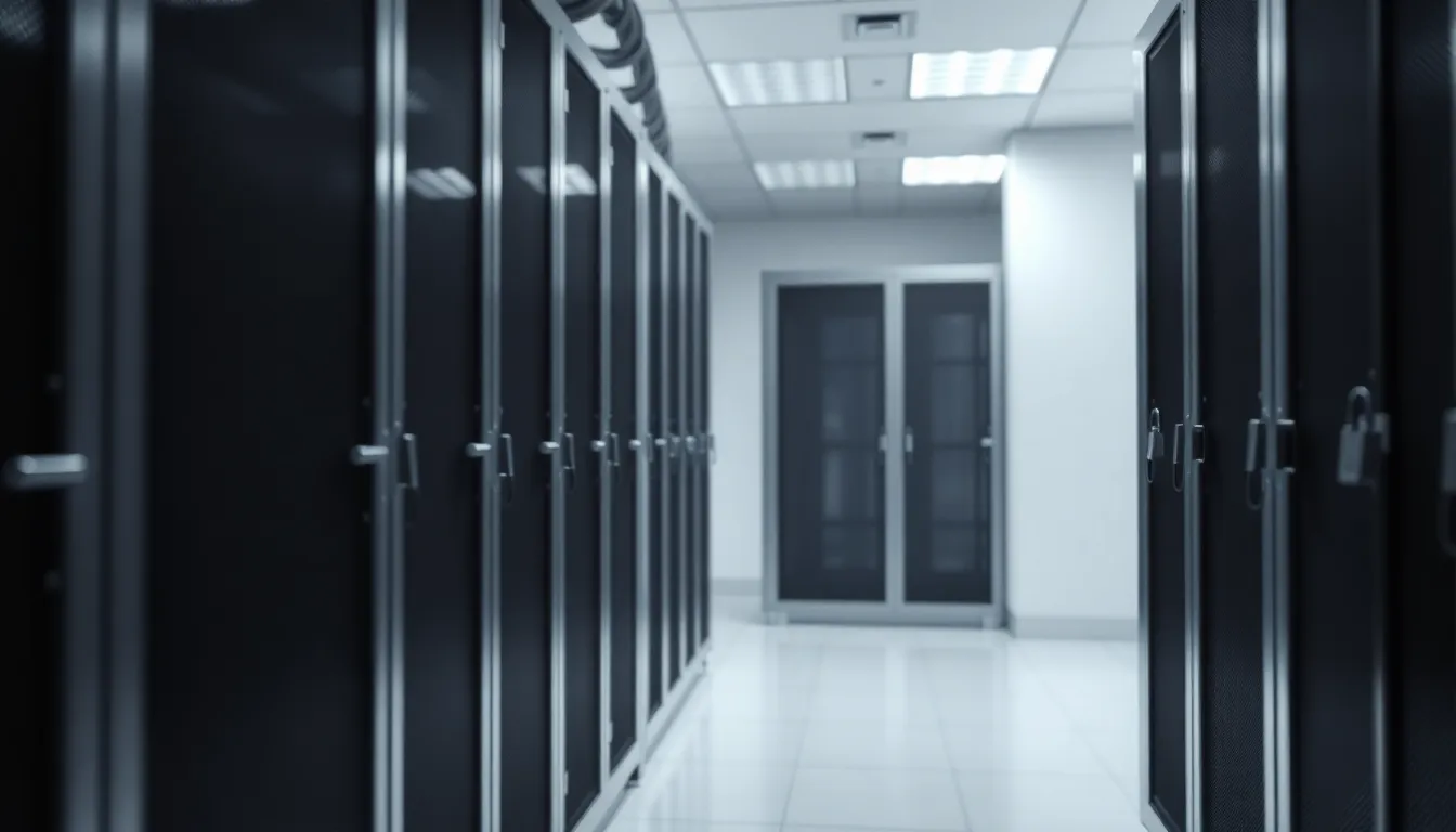 A secure server room showcasing network security measures