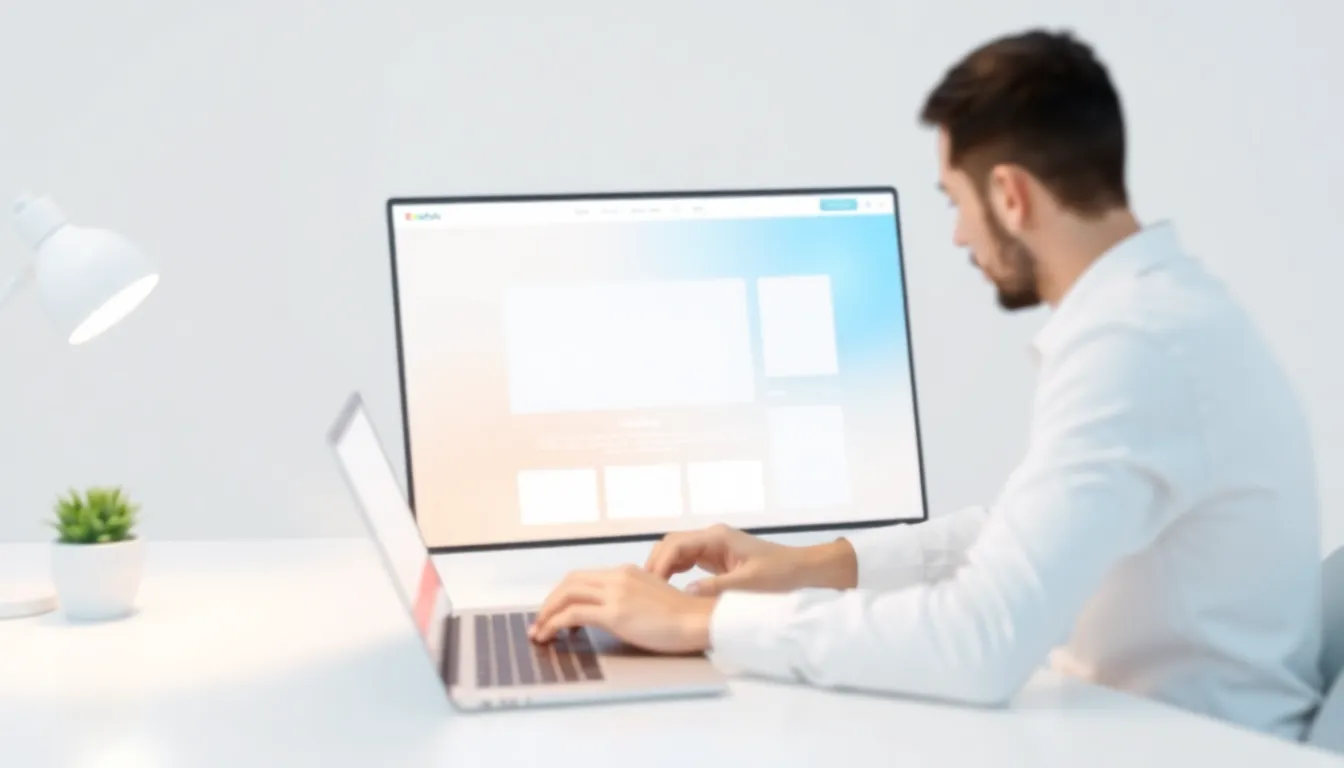 Developer reviewing a website layout for visual stability