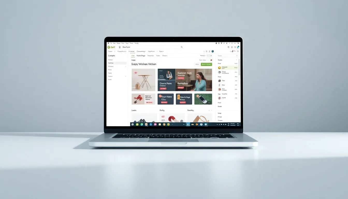 Developer working with Shopify admin interface on a laptop