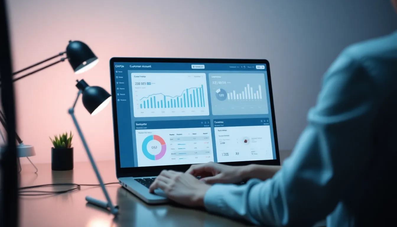 Developer reviewing a Shopify customer account dashboard on a laptop