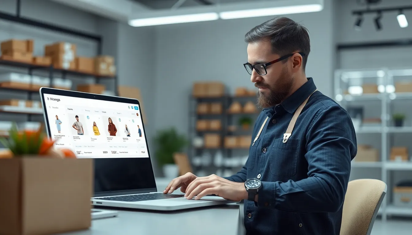 Merchant reviewing Shopify collection filters on a laptop