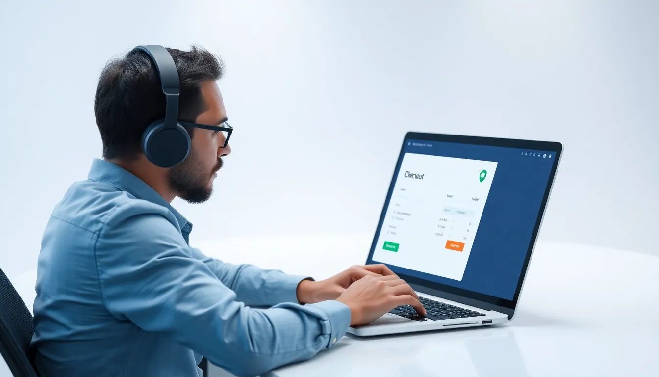 Developer reviewing Shopify checkout logic on a laptop