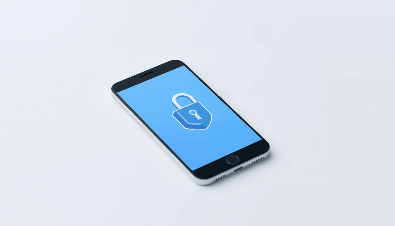 Smartphone displaying security lock symbol for app update