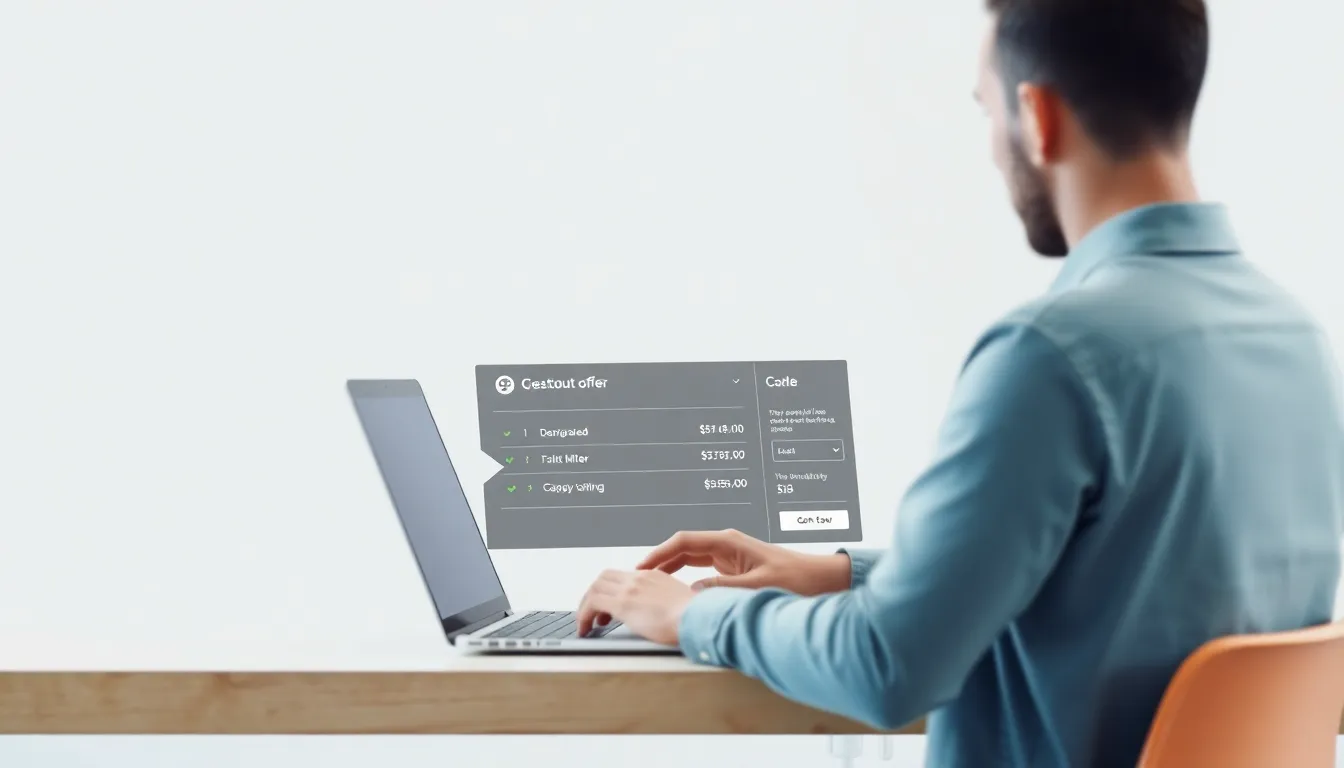 Merchant reviewing a Shopify checkout offer flow on a laptop