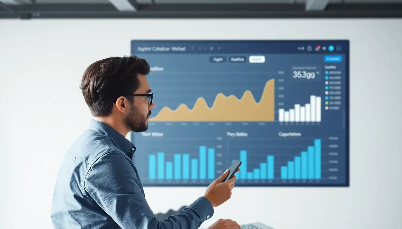 Marketer reviewing campaign analytics data on a laptop