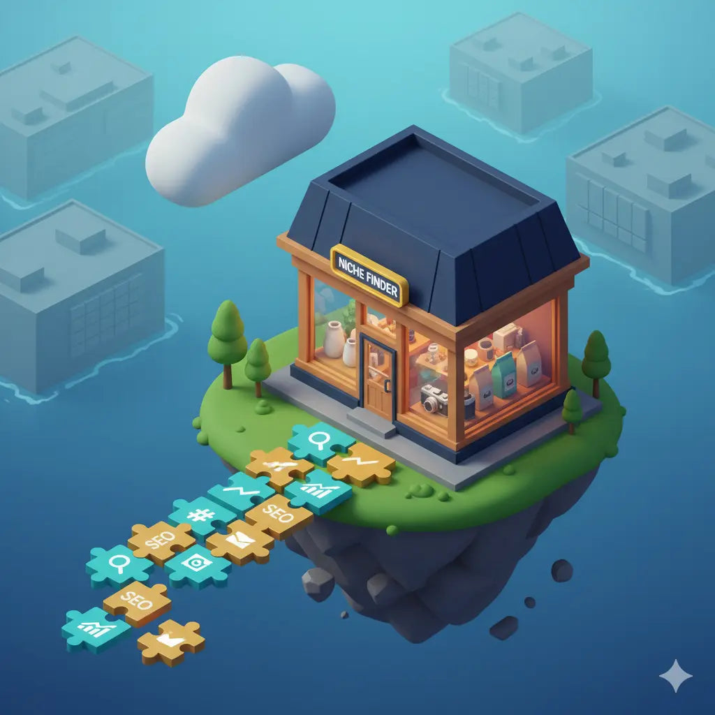 Ein Haus mit einem gepflasterten Weg aus Marketingicons