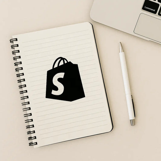 Shopify Logo auf einem Blog gezeichnet