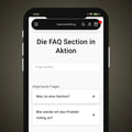 Vorschau der FAQ Shopify Section auf einem Mobilgerät