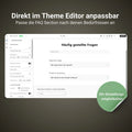 Übersicht der Einstellungsmöglichkeiten einer FAQ Shopify Section 