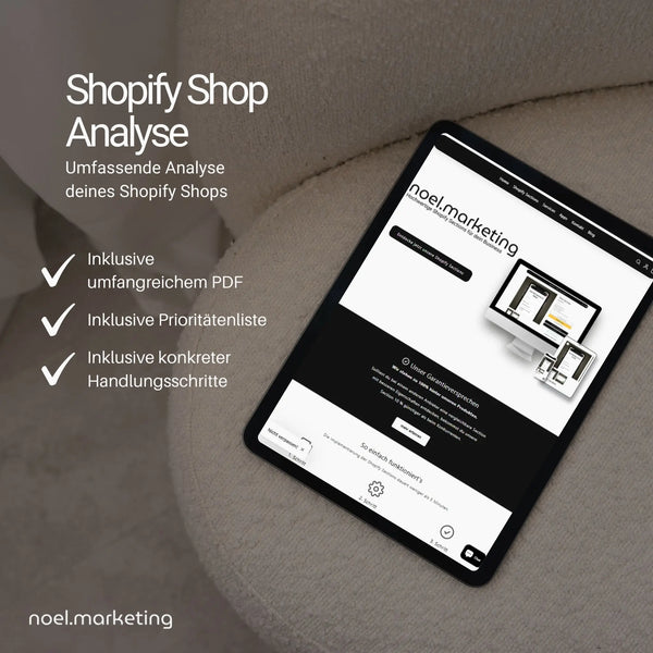 Werbebild für Shopify Shop Analyse von noel.marketing