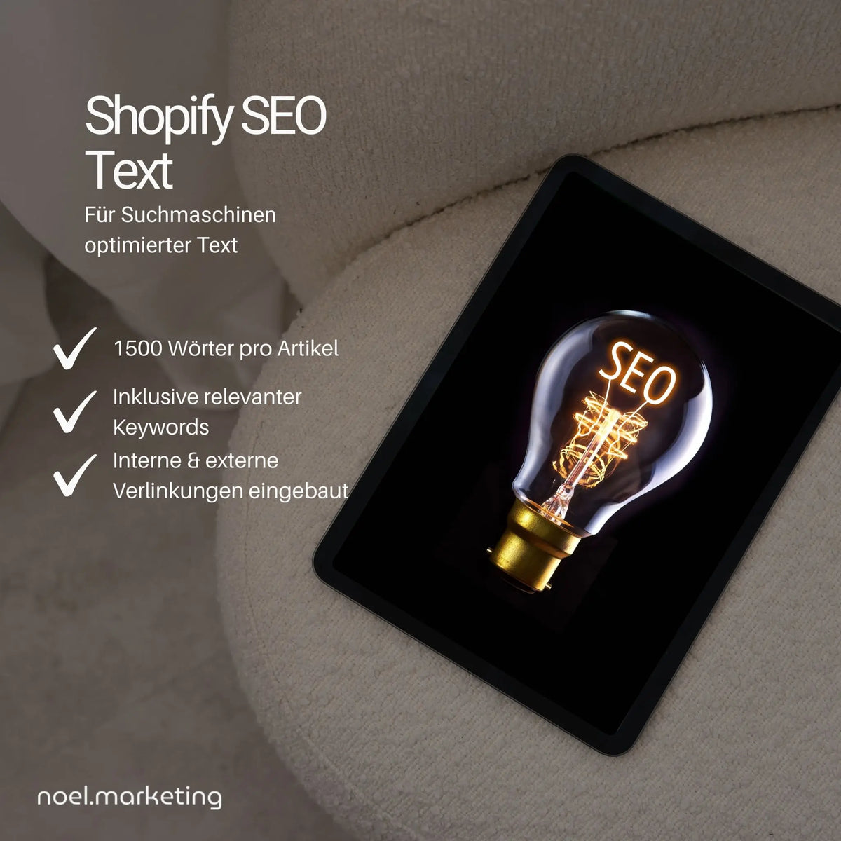 Ein Werbebanner mit einem Tablett für Suchmaschinenoptimierung