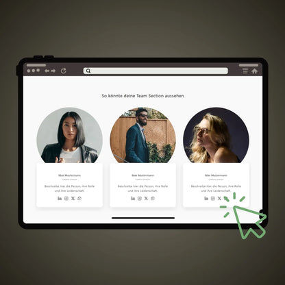 Ein Team wird auf einer Webseite vorgestellt