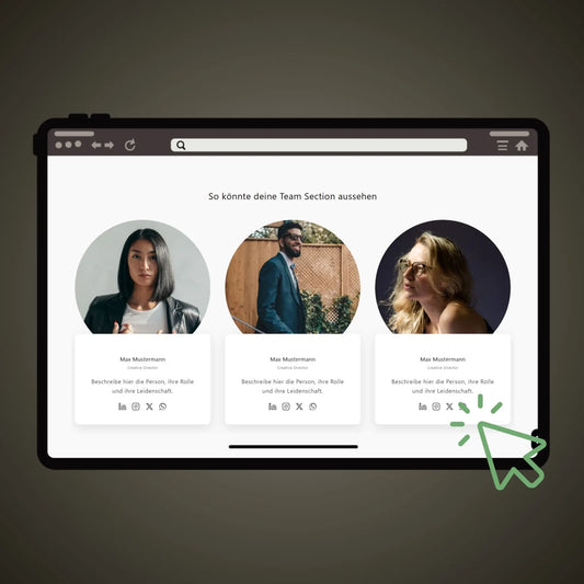 Ein Team wird auf einer Webseite vorgestellt