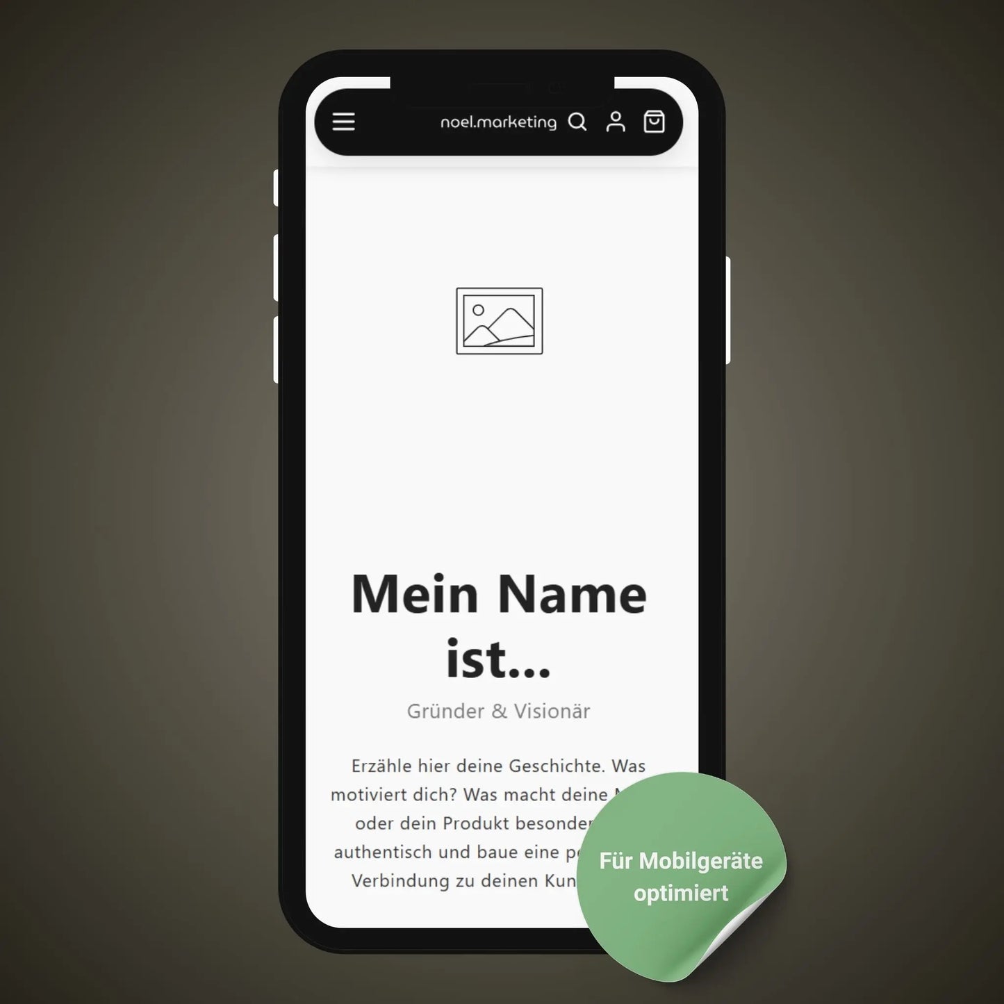 Mobilgerät zeigt die Über mich Shopify Section