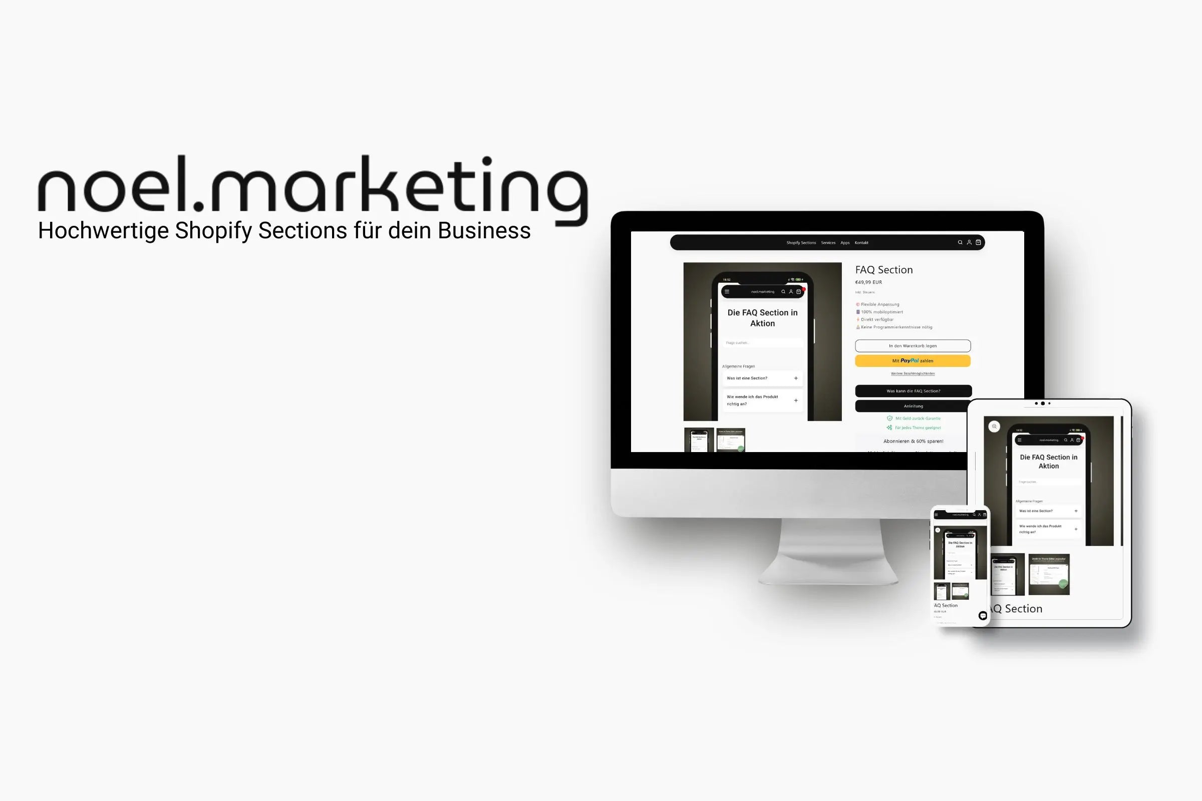Banner von noel.marketing. Es werden Sections auf verschiedenen Endgeräten gezeigt. 